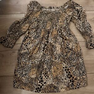 Lilly Pulitzer Tan and Black Animal Print Top